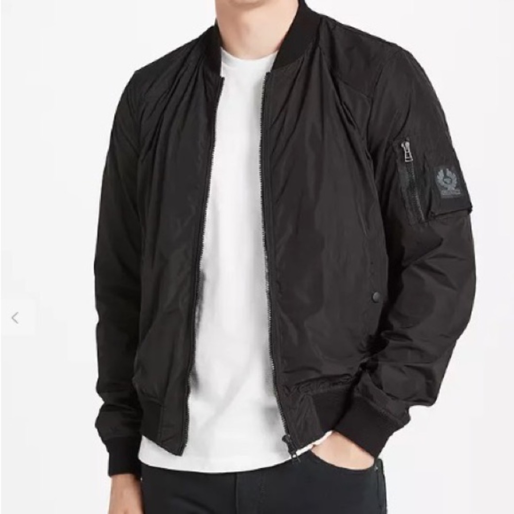 Men’s Black Belstaff England Bomber Jacket 46 Small